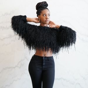 The All Frills Black Crop Sweater